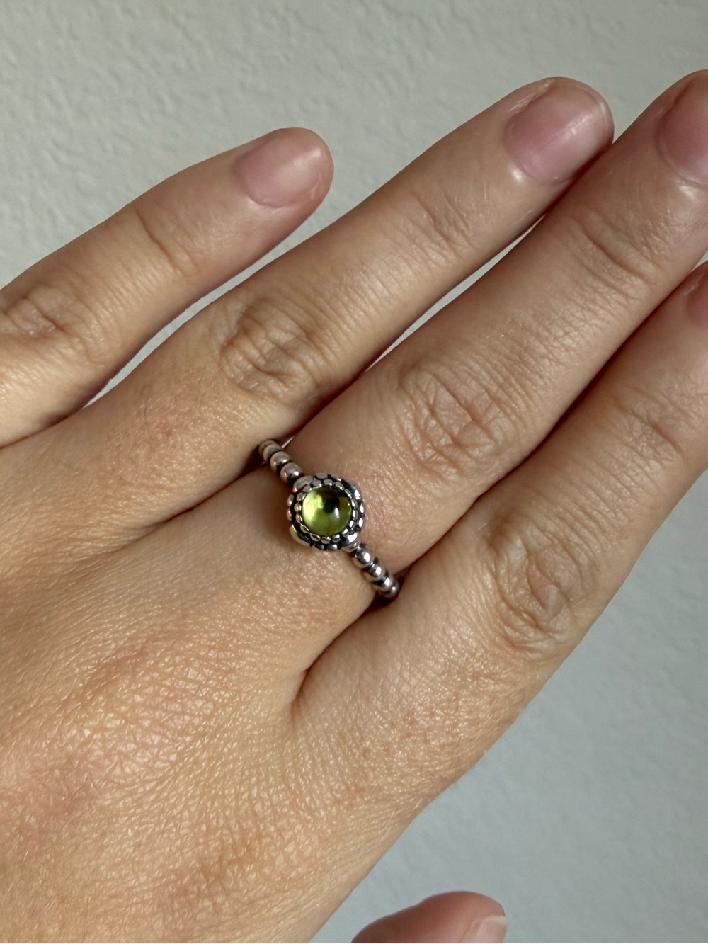 Pandora Birthday Peridot Green Ring 8.5